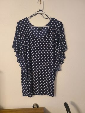 Star Vixen Navy and White Polka Dot Blouse